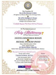 'Favour Benson' and Michael Owoicho set to get married